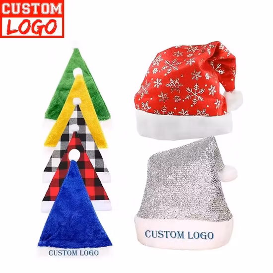 Flannelette Christmas Hat Holiday Santa Claus Cosplay Cap